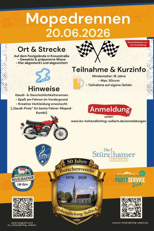 Mopedrennen--Schafkopfgaudi-Kreuzstrasse-BV-Hohendilching-Sollach-2026-06-20